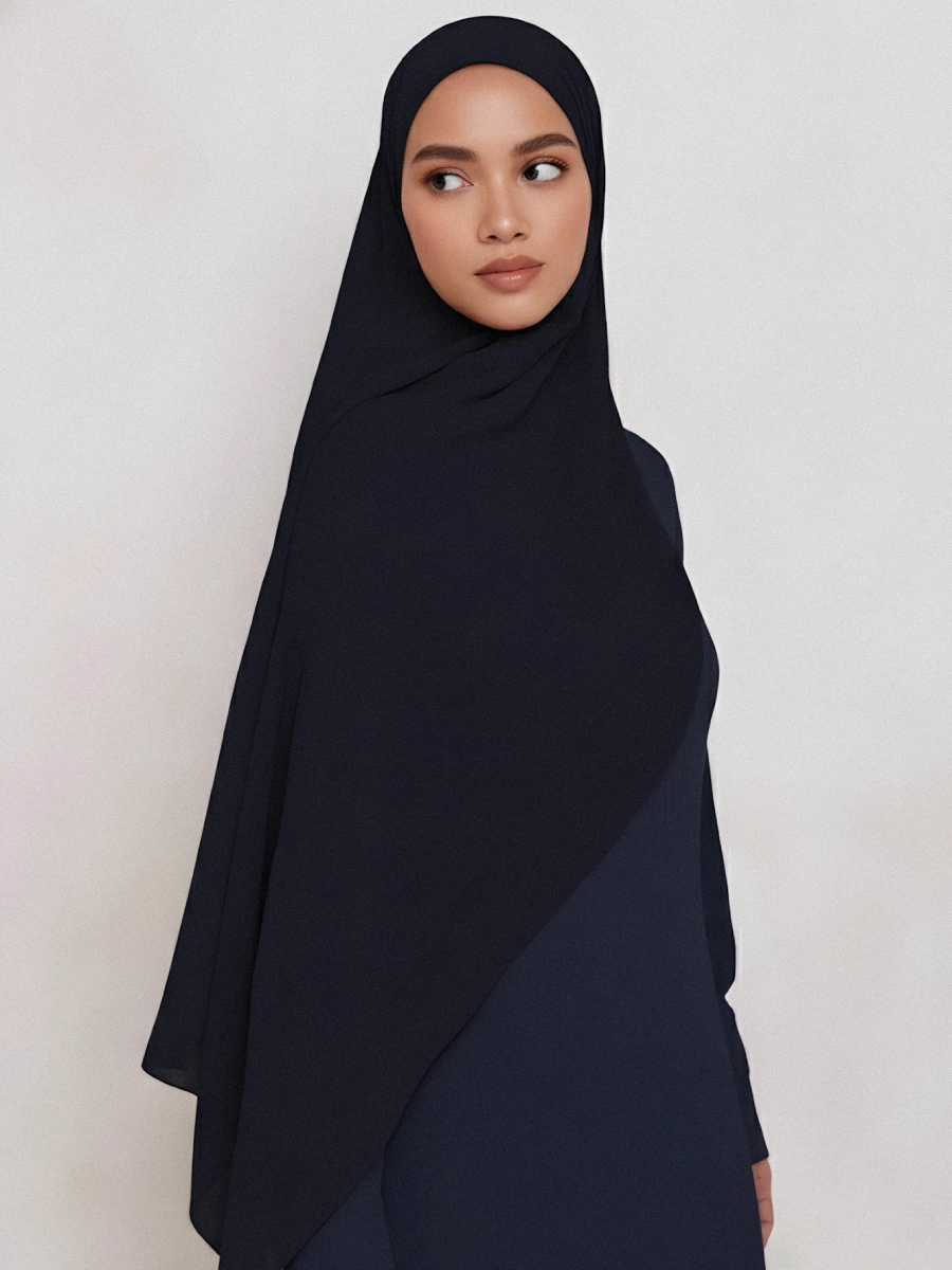Tayib - Hijab en Mousseline - Bleu Nuit
