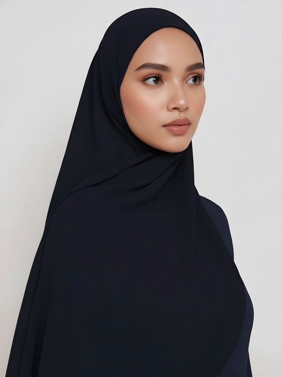 Tayib - Hijab en Mousseline - Bleu Nuit