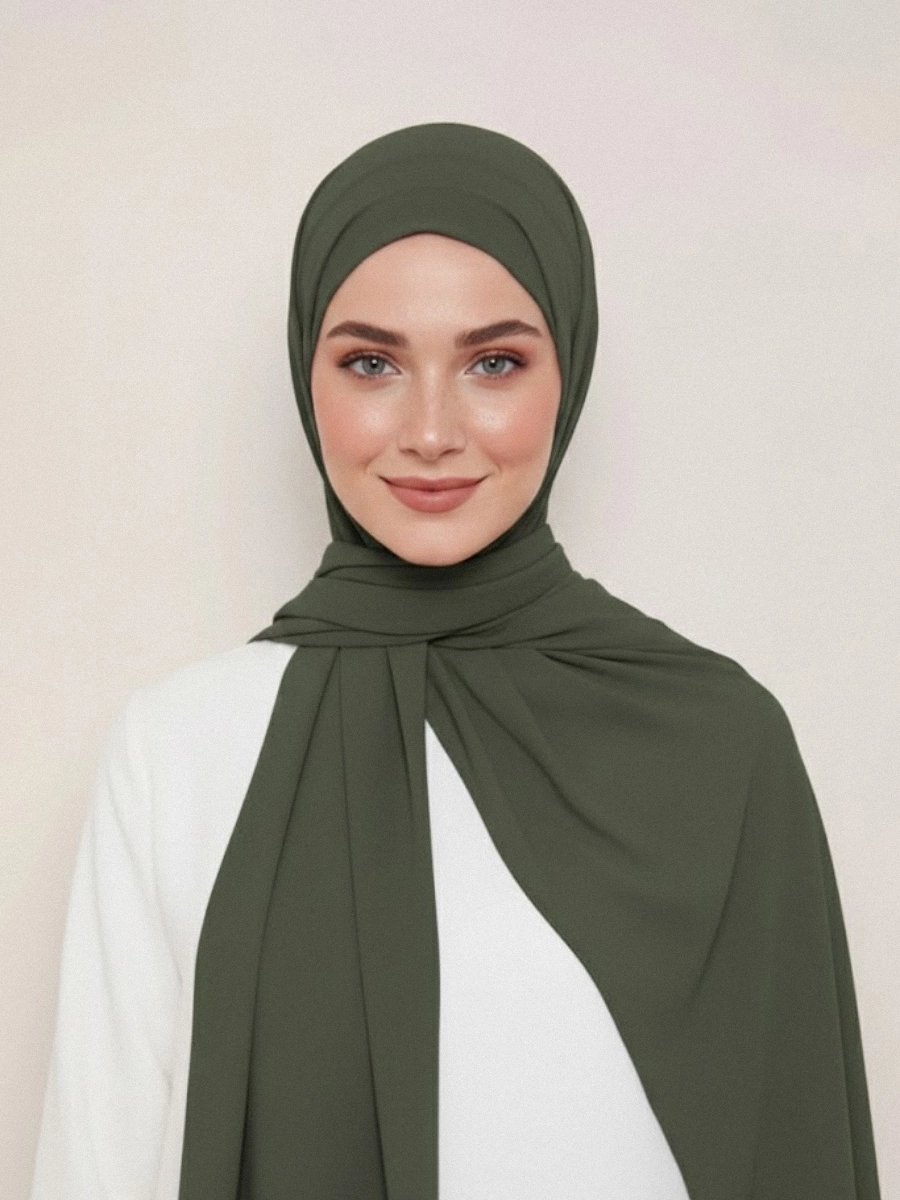Tayib - Hijab en Soie de Médine - Kaki