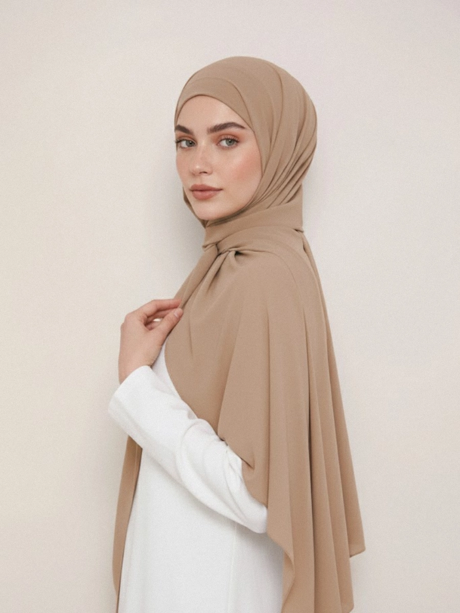 Tayib - Hijab en Soie de Médine - Nude Cacao