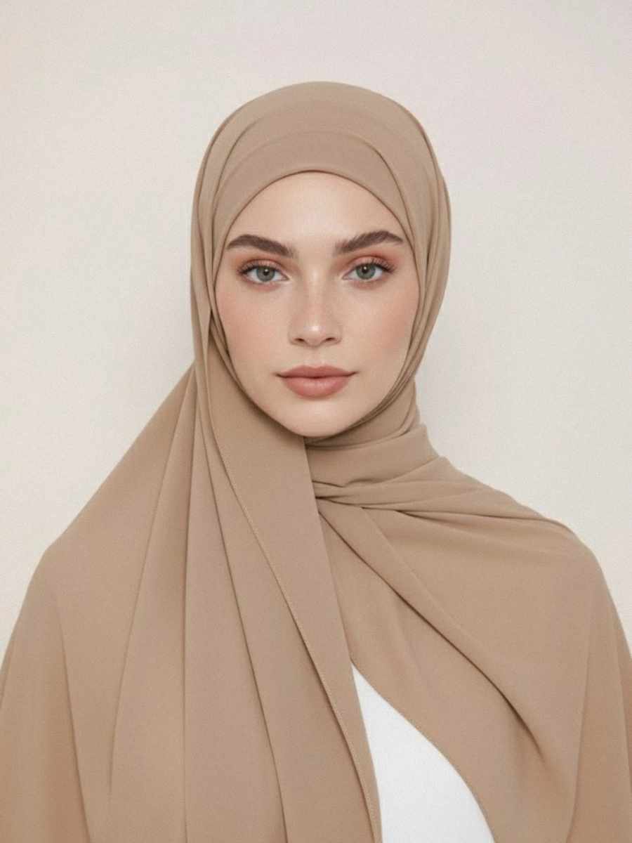 Tayib - Hijab en Soie de Médine - Nude Cacao