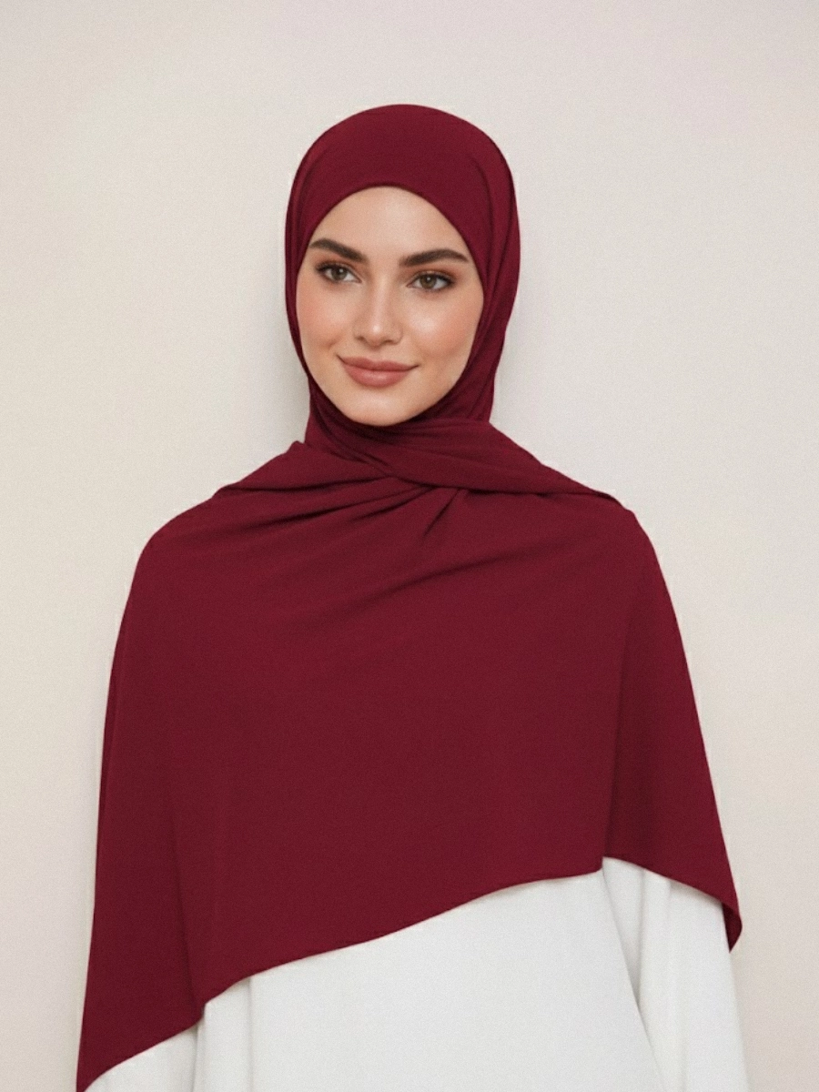 Tayib - Hijab en Soie de Médine - Rouge Oud