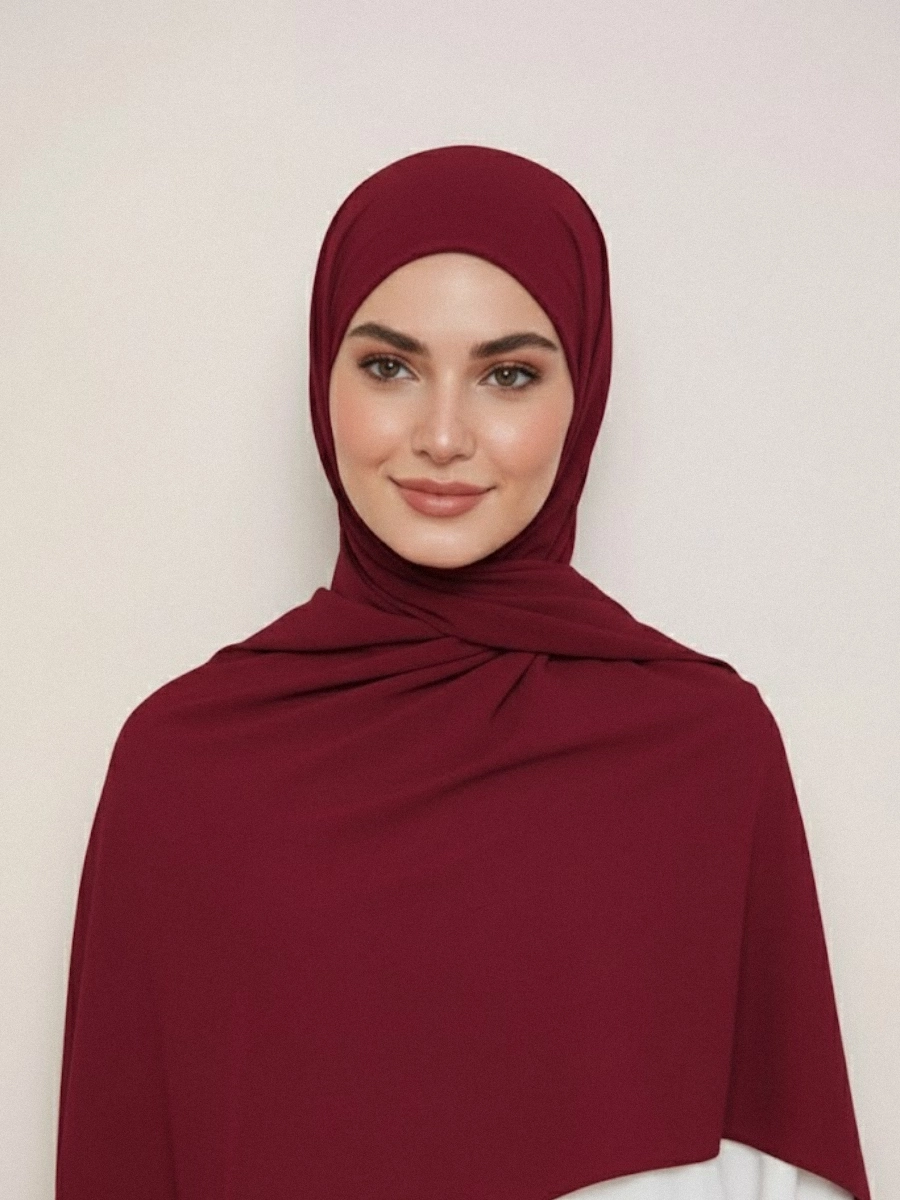 Tayib - Hijab en Soie de Médine - Rouge Oud