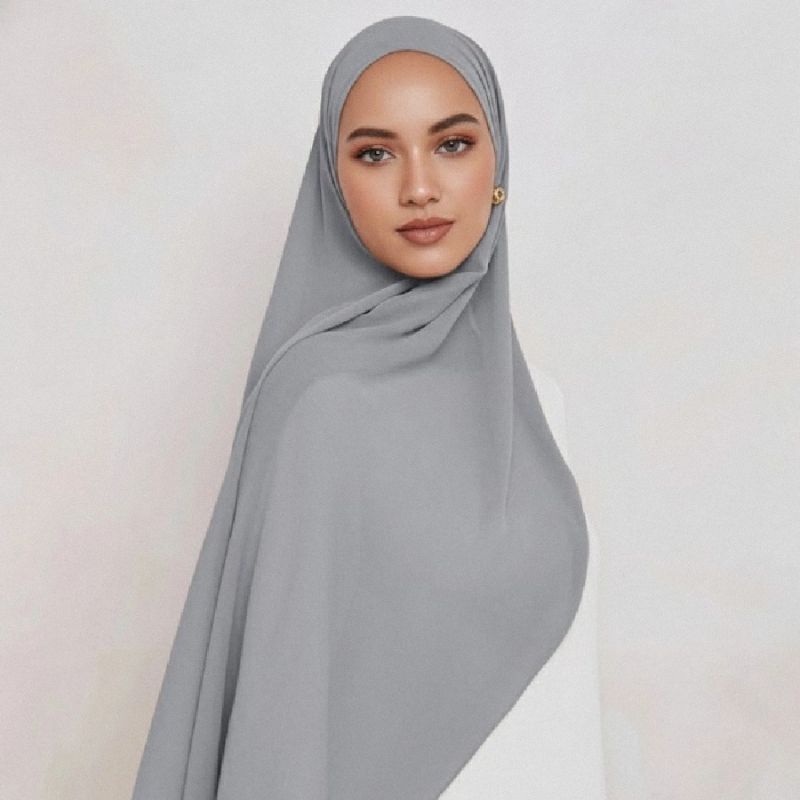 hijab mousseline couleur gris