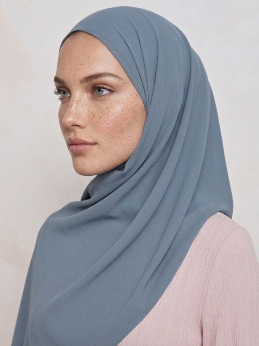 Hijab en Mousseline - Bleu Indigo