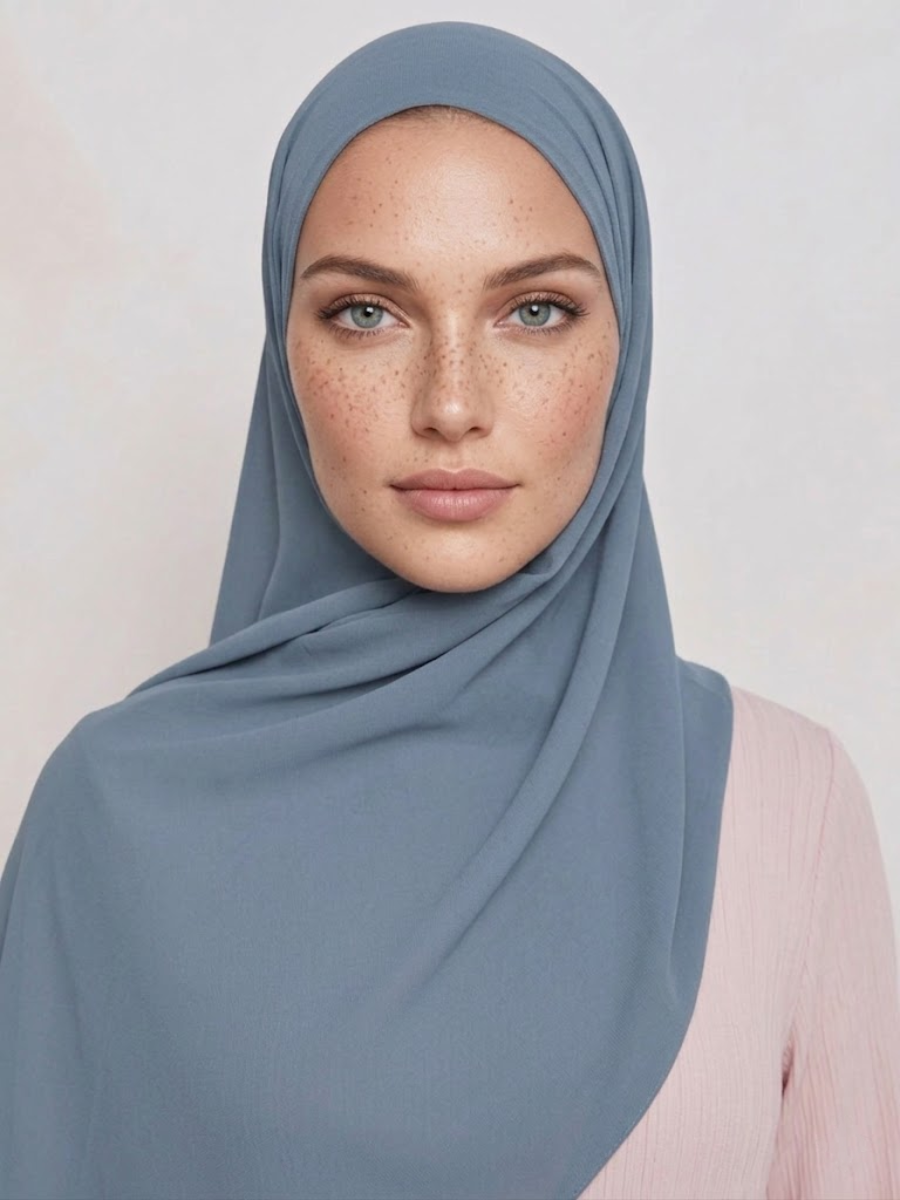 Hijab en Mousseline - Bleu Indigo