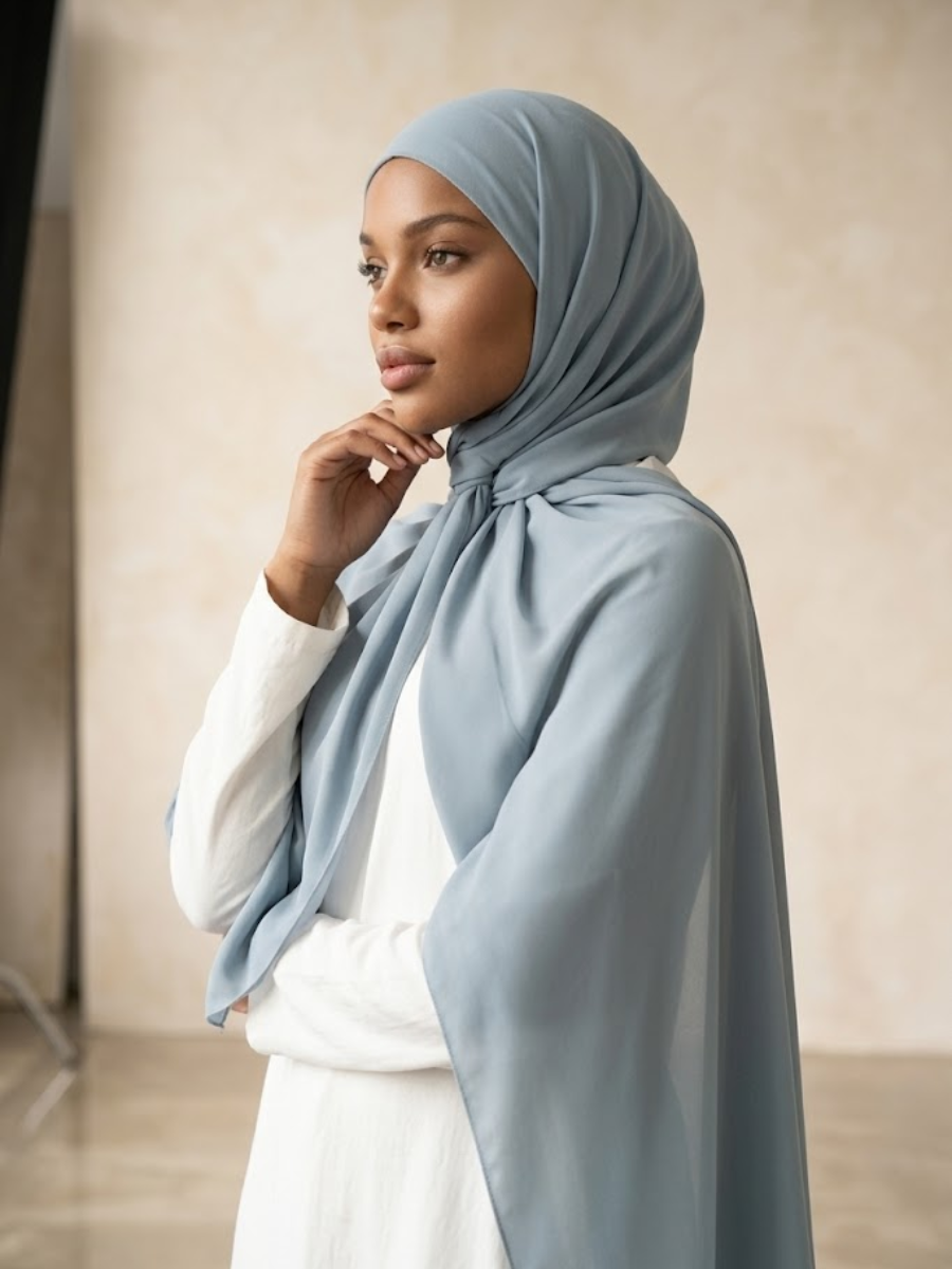 Hijab en Soie de Médine - Gris