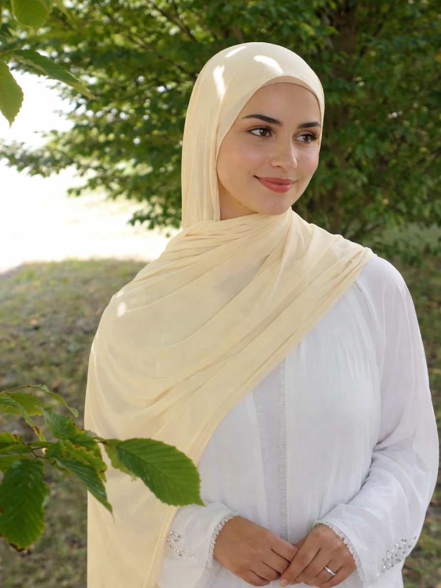 Tayib - Hijab en Mousseline - Jaune Pastel