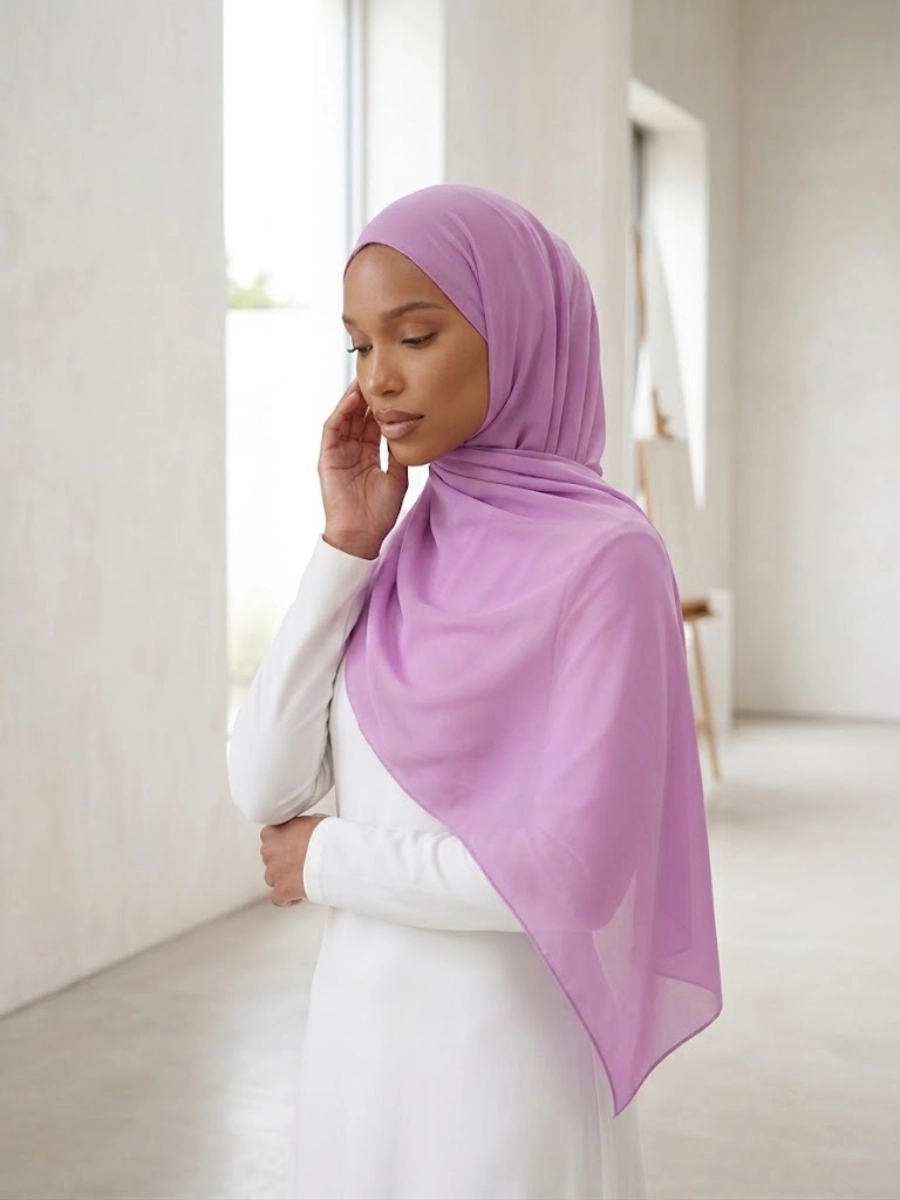 Hijab en Mousseline - Violet Lavande