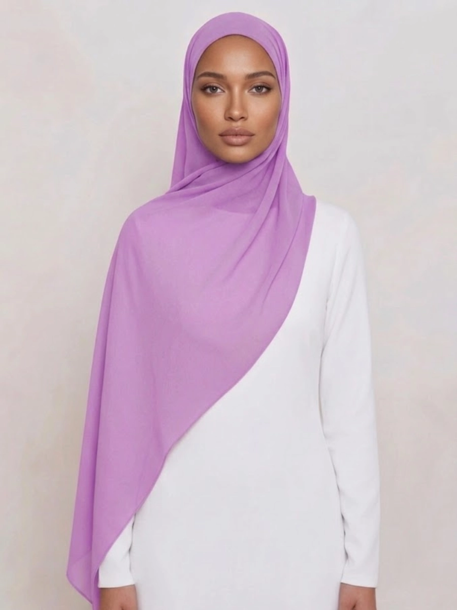 Hijab en Mousseline - Violet Lavande