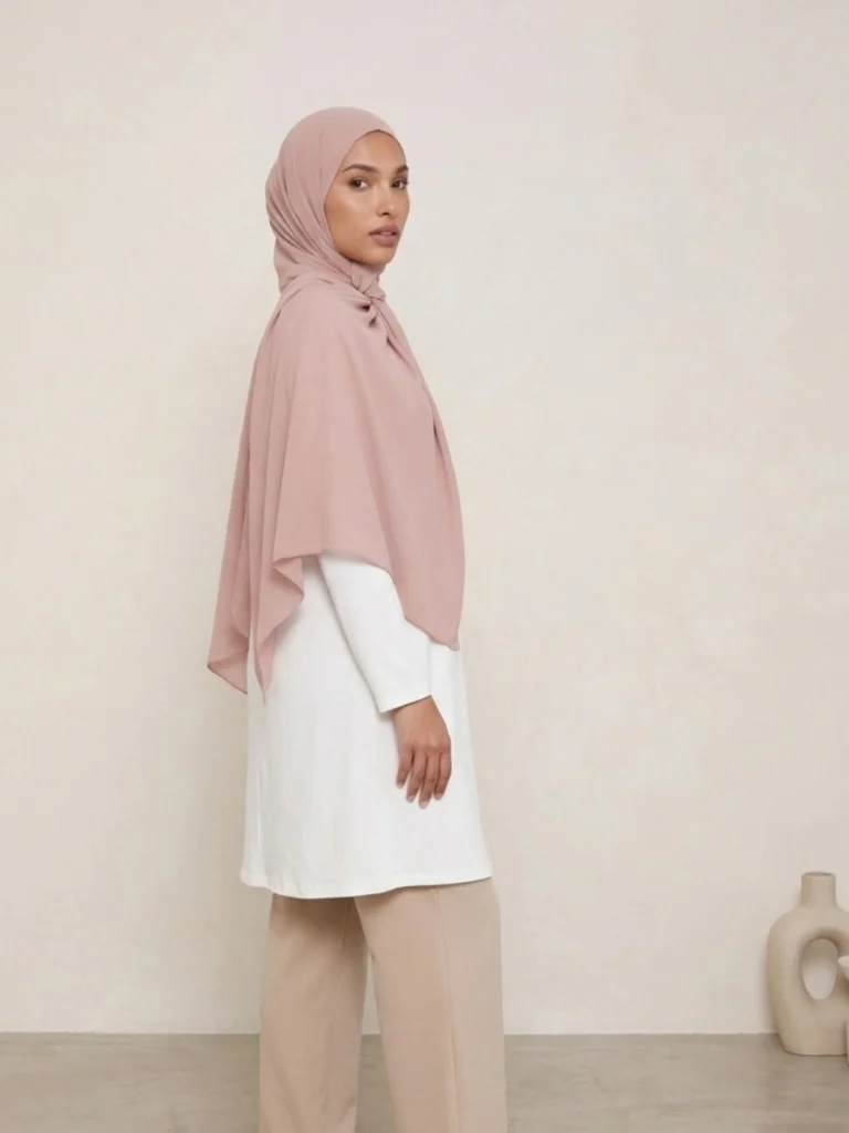 Hijab en Soie de Médine - Rose Poudré