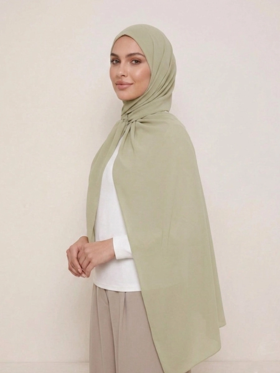 Hijab en Soie de Médine - Vert Amande