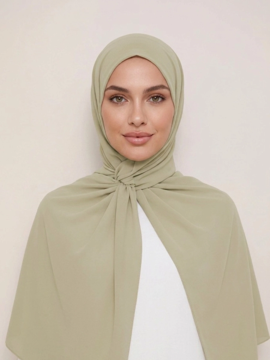 Hijab en Soie de Médine - Vert Amande