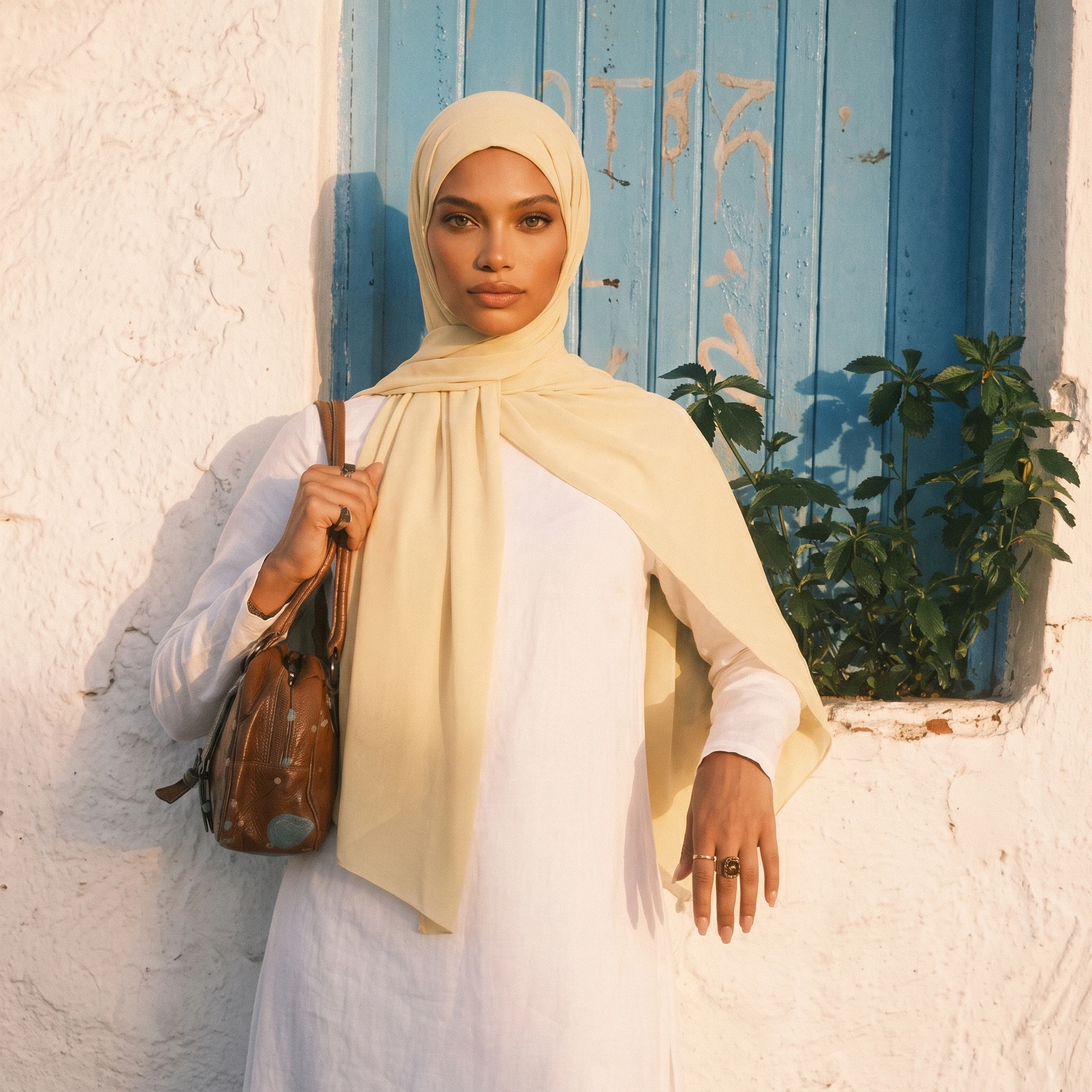 hijab soie de médine couleur vanille